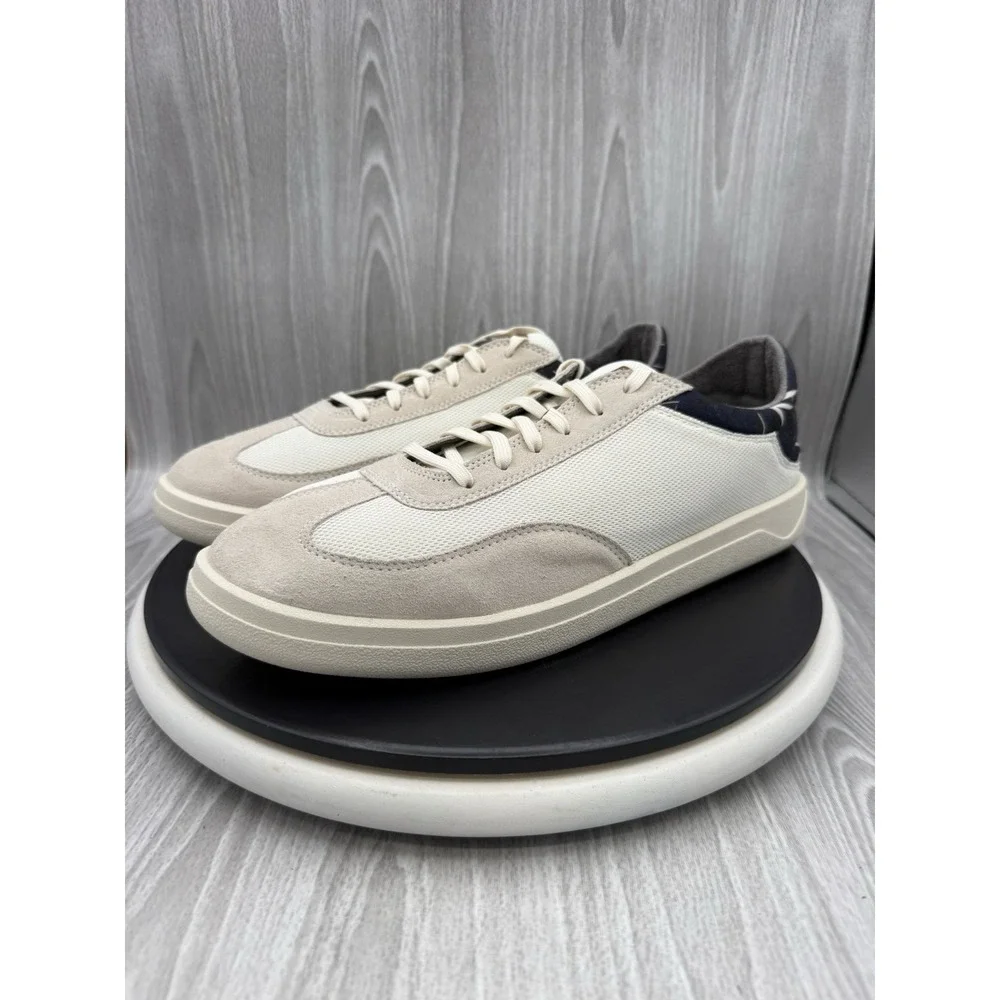 OluKai Punini Mens Size 11.5 Off White Aloha Navy Court Casual Shoes Sneakers